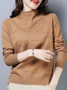 Berrylook Short High Collar Elegant Plain Long Sleeve Knit Pullover online shop, online, wool sweater, long cardigan sweater