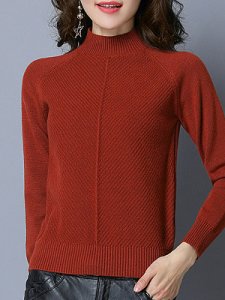 Berrylook Short High Collar Elegant Plain Long Sleeve Knit Pullover shoping, shop, knit cardigan, sweaters