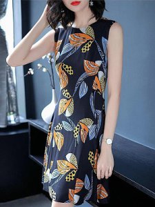 Berrylook Sleeveless Floral Vest Dress online, online stores, ladies dress, fit and flare midi dress