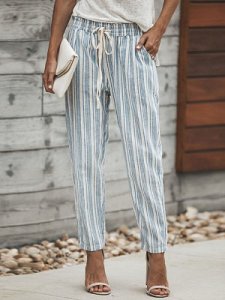 Berrylook Slim Leg Belt Striped Pants clothing stores, online sale,