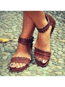 Berrylook SOCOFY Flat Ankle Strap Peep Toe Casual Socofy Sandals online, online shop,