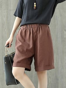 Berrylook Solid color literary wild loose loose lace wide leg pants shorts clothes shopping near me, online,