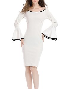Berrylook Solid Color Lotus Sleeve Dress online sale, fashion store, blue bodycon dress, bodycon mini dress