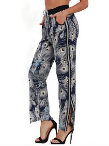 Berrylook Spring and summer new printed split elastic waist casual pants online stores, online sale,