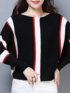 Berrylook Striped Batwing Sleeve Pullover online sale, sale, stripe Pullover, cable knit sweater, wool sweater