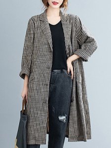 Berrylook Striped Long Sleeve V-Neck Trench Coat shop, online, spring jacket womens, womens hooded jacket