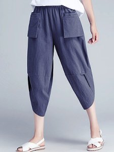 Berrylook Stylish and comfortable cotton and linen loose large size cropped pants online stores, online,