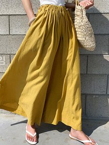 Berrylook Stylish cotton and linen wide leg pants in solid colors online sale, sale,