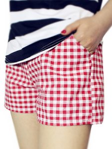 Berrylook Stylish plaid lace-up shorts in large sizes clothes shopping near me, fashion store,