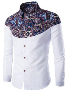 Berrylook Stylish Printed Turn Down Collar Men Shirts clothing stores, online, Print Men Shirts,