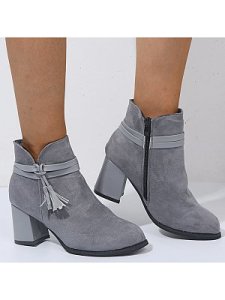 Berrylook Thick heel round toe belt buckle low-top women's boots online stores, clothes shopping near me,