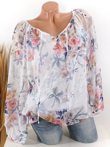 Berrylook Tie Collar Floral Print Long Sleeve Blouse online shop, shoppers stop, printing Blouses, womens shirts, tunic tops for women