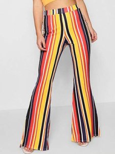 Berrylook Trendy skinny high-waist printed striped stretch trousers shoppers stop, clothing stores, stripe Casual Pants,