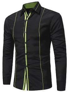 Berrylook Turn Down Collar Contrast Piping Men Shirts online stores, stores and shops,