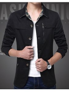 Berrylook Turn Down Collar Single Breasted Pocket Men Coat online, online shop,