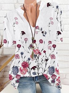 Berrylook V Neck Floral Print Short Sleeve Blouse shoping, shoppers stop, printing Blouses, button up shirts for women, shirts for women