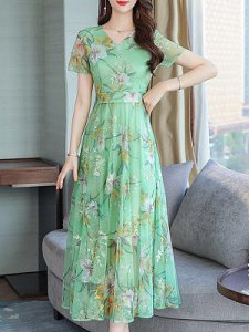 Berrylook V- Neck Floral Printed Maxi Dress online shop, shop, floral maxi dress, vintage dresses