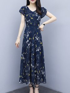 Berrylook V- Neck Floral Printed Maxi Dress stores and shops, clothes shopping near me, long formal dresses, white maxi dress