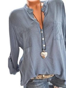 Berrylook V Neck Loose Fitting Dot Blouses clothes shopping near me, shoppers stop, summer tops for women, red blouse