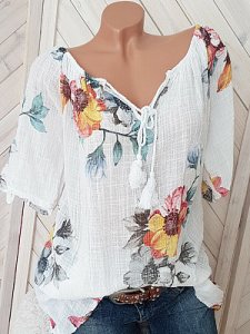 Berrylook V Neck Loose Fitting Floral Printed Blouses online shopping sites, online, white shirt womens, peasant blouse