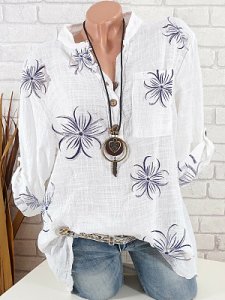 Berrylook V Neck Loose Fitting Floral Printed Long Sleeve Blouse clothing stores, shoppers stop, womens shirts, cute tops
