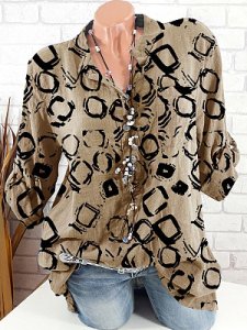 Berrylook V Neck Loose Fitting Printed Long Sleeve Blouse online shopping sites, clothes shopping near me, black top, tunic tops for women