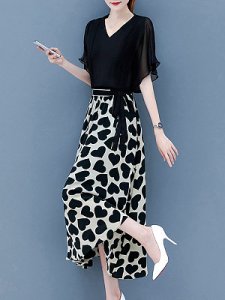 Berrylook V-neck mid-waist short-sleeved mid-length dress online, online shop, sleeveless shift dress, sheath dress