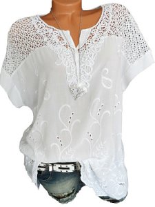 Berrylook V Neck Patchwork Lace Blouses online stores, stores and shops, peasant blouse, going out tops