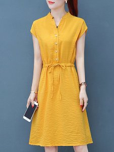 Berrylook V-Neck Plain Shift Dress online sale, sale, Short Shift Dresses, floral shift dress, long red dress
