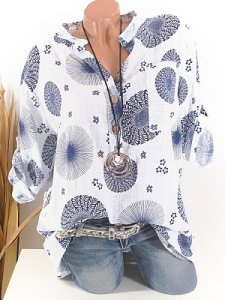 Berrylook V Neck Print Buttons Long Sleeve Blouse shoppers stop, online stores, white blouses for women, dressy tops