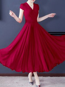 Berrylook V-Neck Printed Maxi Dress online, online sale, long red dress, a line dress