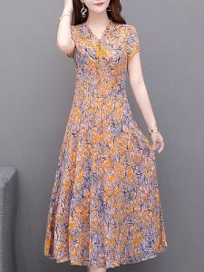 Berrylook V-Neck Printed Maxi Dress shoping, shop, floral maxi dress, empire waist dress