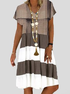 Berrylook V-Neck Printed Shift Dress clothing stores, stores and shops, long white dress, tea dress