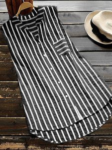 Berrylook V Neck Striped Sleeveless Blouse online shopping sites, online, stripe Blouses, red blouse, dressy tops