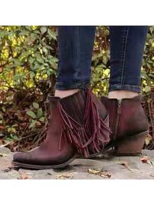 Berrylook Vintage fringe short Martin boots sale, clothes shopping near me, Solid Boots,