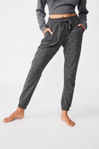 Body - gym track pants - charcoal leopard