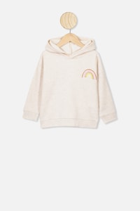 Cotton On Kids - Scarlett Hoodie - Blush marle/rainbow front and back