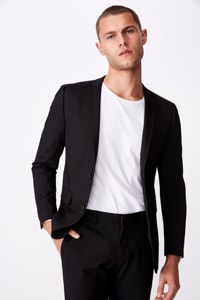 Cotton On Men - Super Stretch Slim Suit Jacket - Knitted black