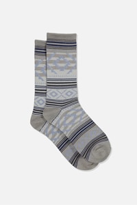 Cotton On - Single Pack Active Socks - Grey marle/steel blue/aztec stripe