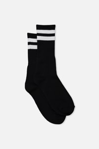 Cotton On - Single Pack Active Socks - Sport stripe/black