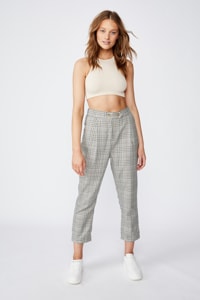 Cotton On Women - Ava Tapered Pant - Sara check light olive