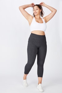 Cotton On Women - Curve Active Highwaist Core 7/8 Tight - Charcoal marle