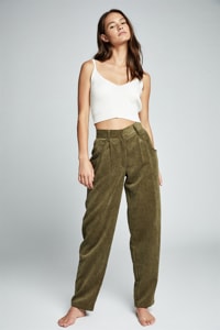 Cotton On Women - Relaxed Cord Pant - Dark olive