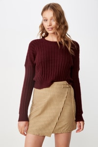 Cotton On Women - Woven Ivy Check Mini Skirt - Millie houndstooth honey yellow