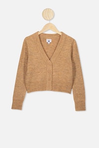 Free by Cotton On - Ailie Crop Cardigan - Caramel toffee marle