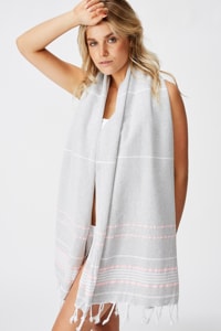 Rubi - Burleigh Lightweight Towel - Grey stripe