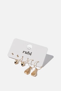 Rubi - Freedom Trinket 3Pk Earrings - Gold