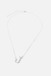 Rubi - Tilted Letter Necklace - Silver j