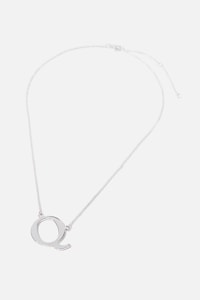 Rubi - Tilted Letter Necklace - Silver q