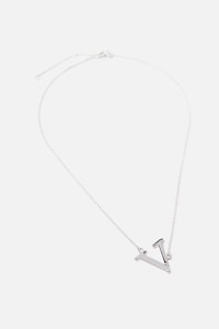 Rubi - Tilted Letter Necklace - Silver v